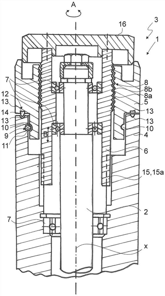 Device for adjusting rotatble milling spindle of edge milling machine, and edge milling machine