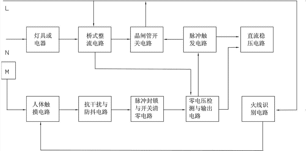 Zero voltage electronic touch switch