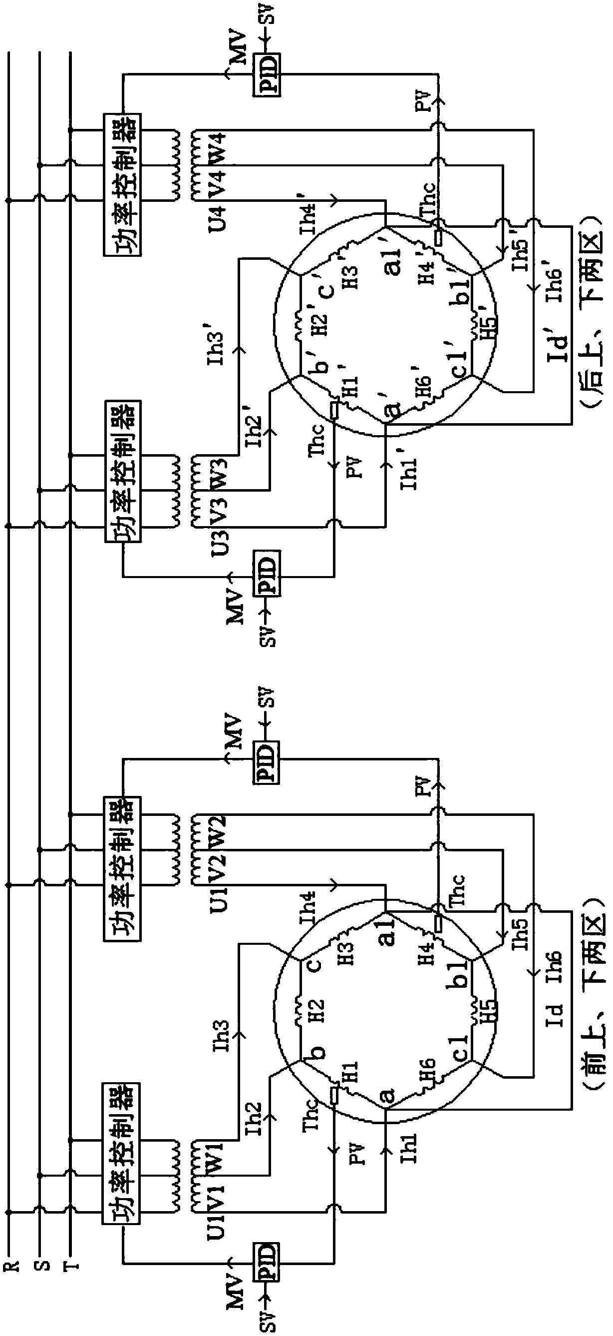 Vacuum sintering furnace achieving four-area temperature control