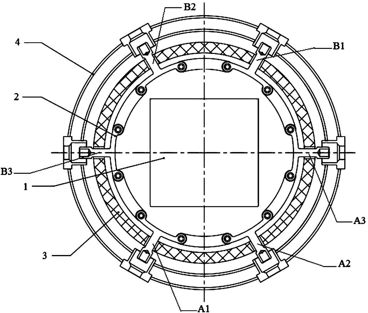 Vacuum sintering furnace achieving four-area temperature control