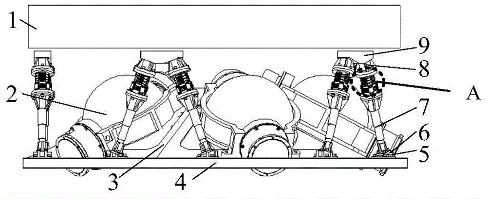 Micro-vibration parallel connection vibration isolation device for satellite control moment gyro group