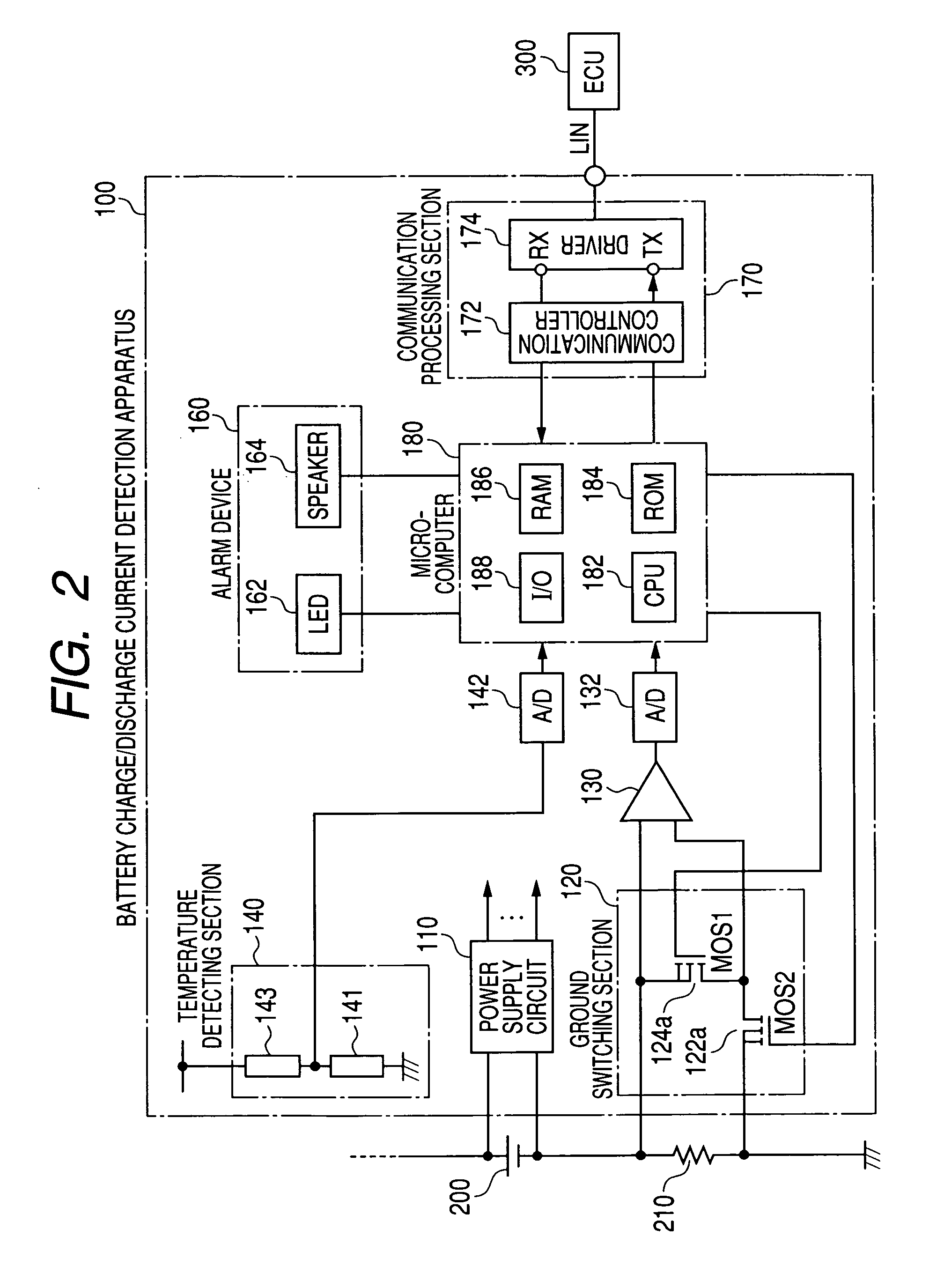 Battery charge/discharge current detection apparatus