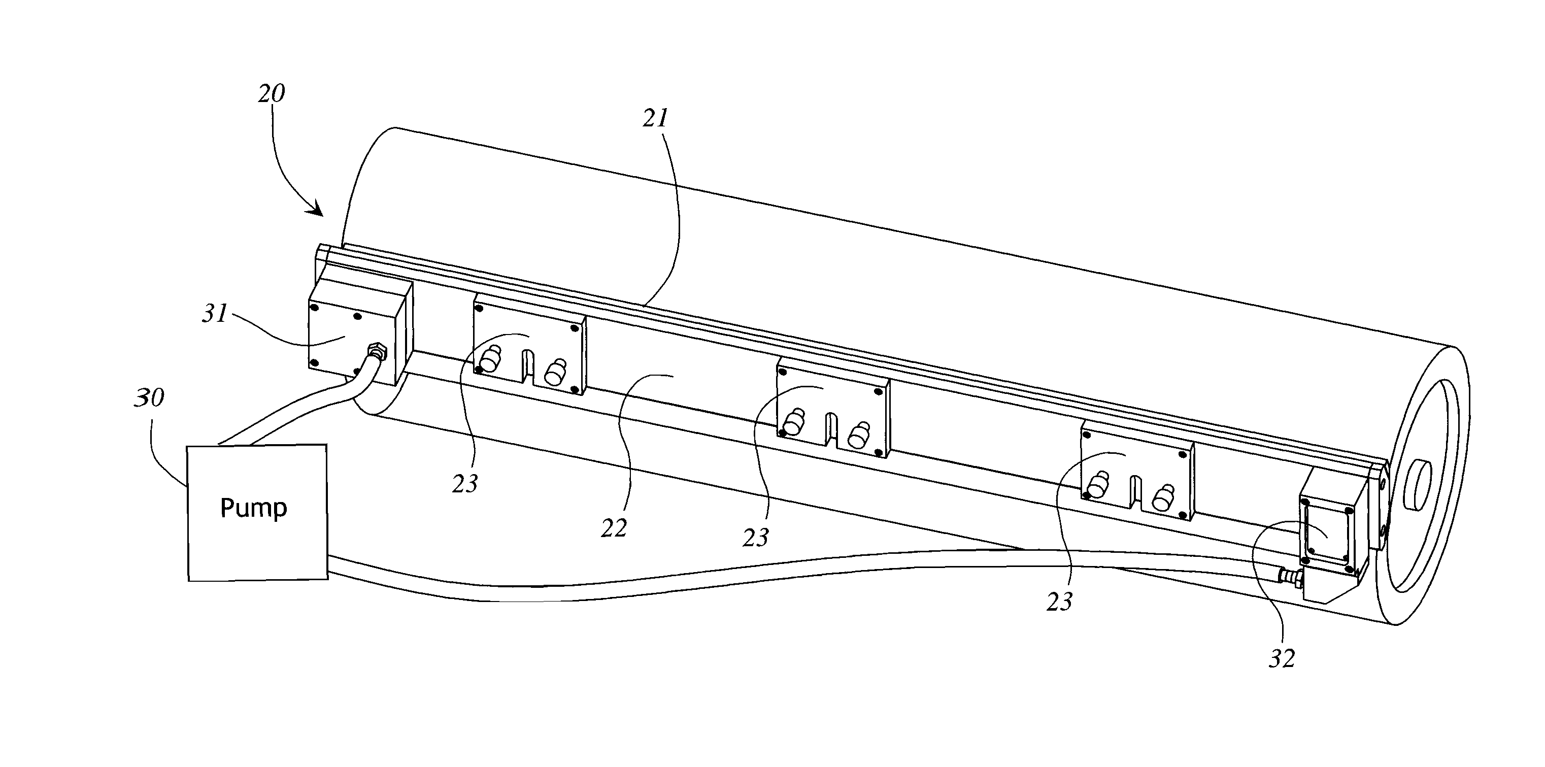 Stabilized high flow doctor blade head for transfer roller