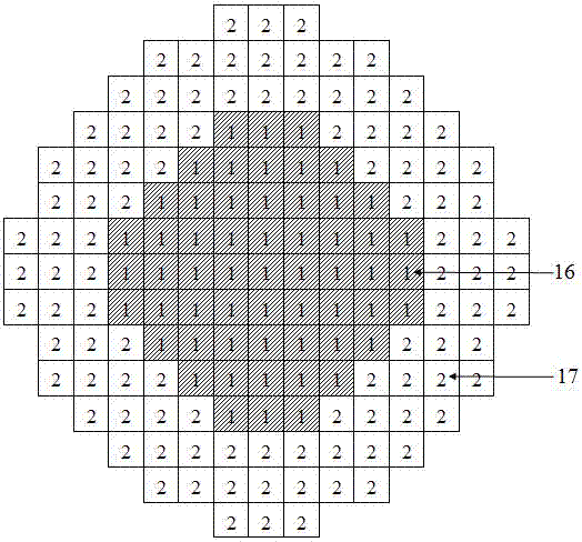 Combined square fuel assembly, reactor core and two-pass flowing method of super-critical water reactor