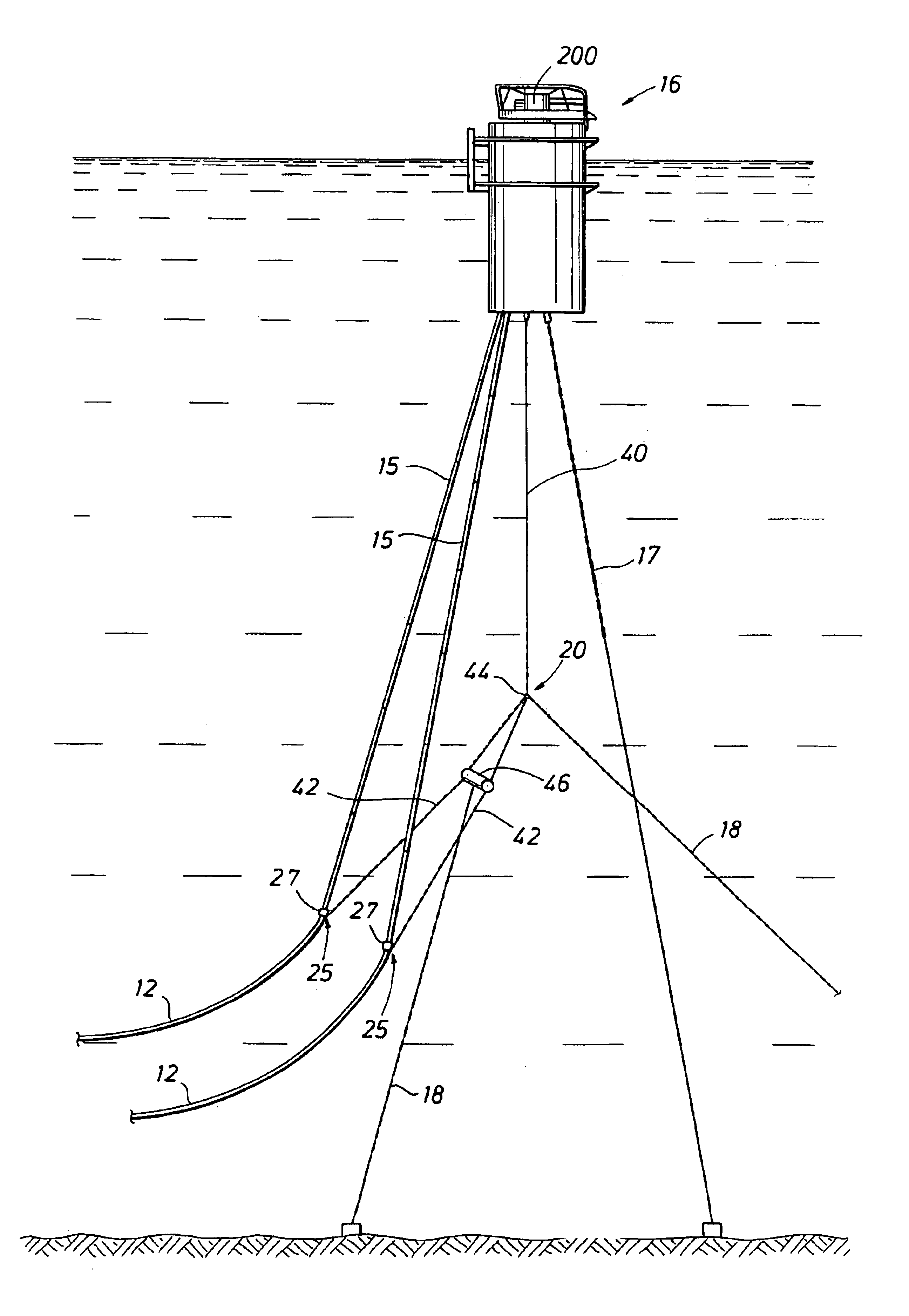 Submerged flowline termination at a single point mooring buoy