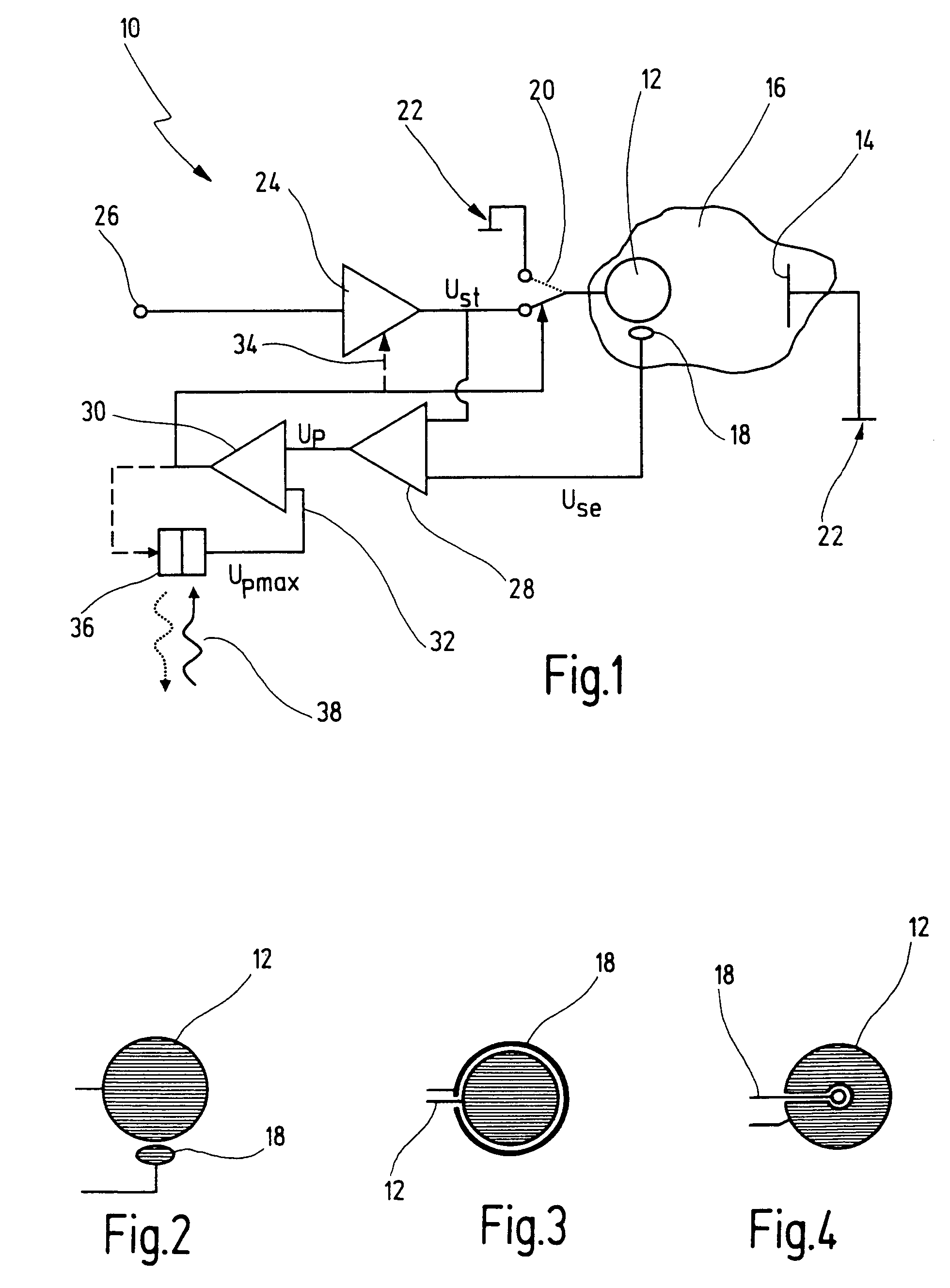 Electrode arrangement for electrical stimulation of biological material, and a multi-electrode array for use in such an electrode arrangement