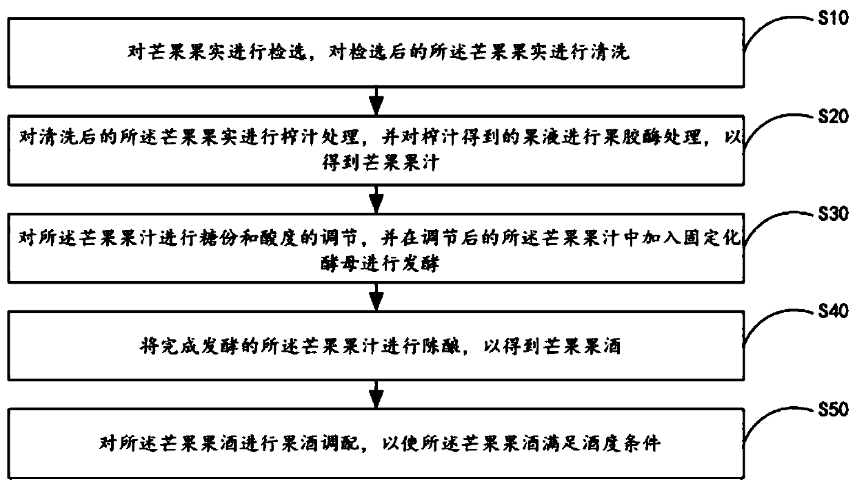 Production process of mango fruit wine