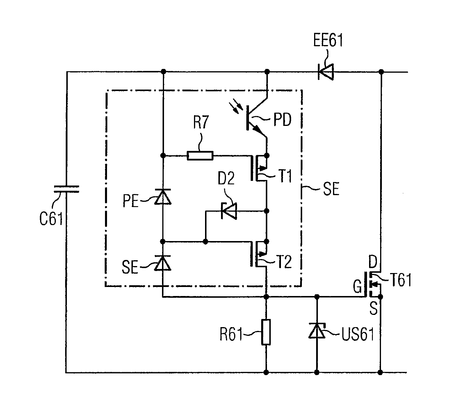 Switching device and switching arrangements for switching at high operating voltage