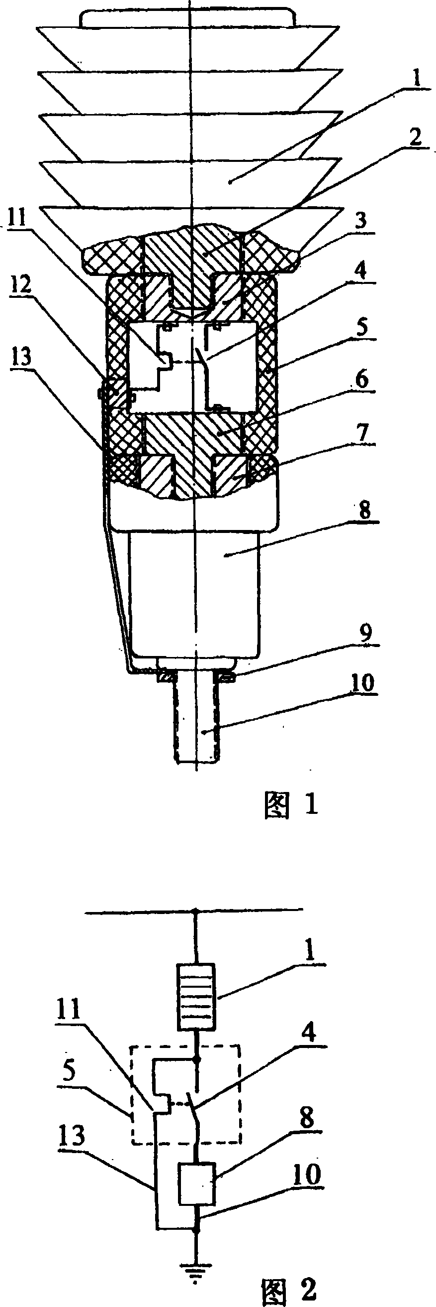 Lightning arrester with thermal excitation dropper