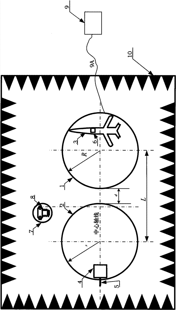 Lightning effect test device for dynamic airplane