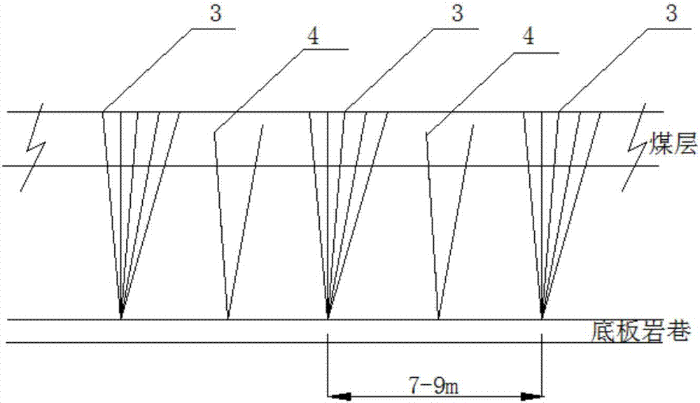 Efficient blasting relieved drainage method for covered roadway on low-permeability high-gas coal bed