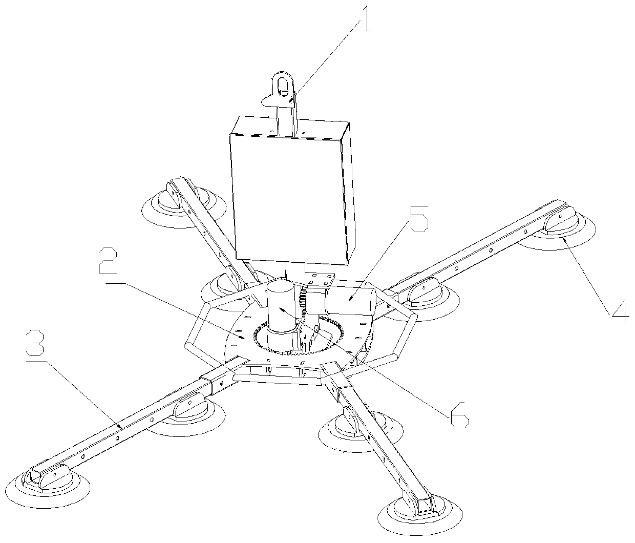 Sucker device capable of rotating around X axis and Y axis