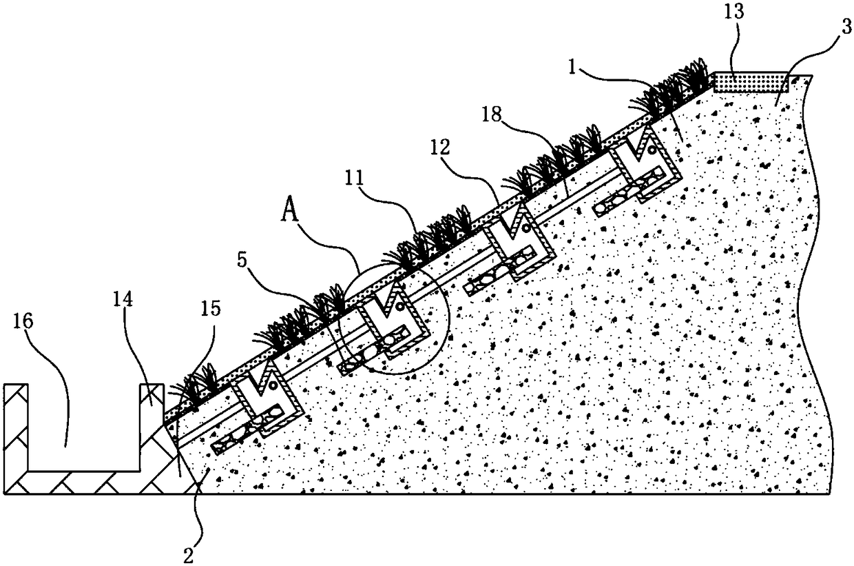 Landscape engineering slope greening structure