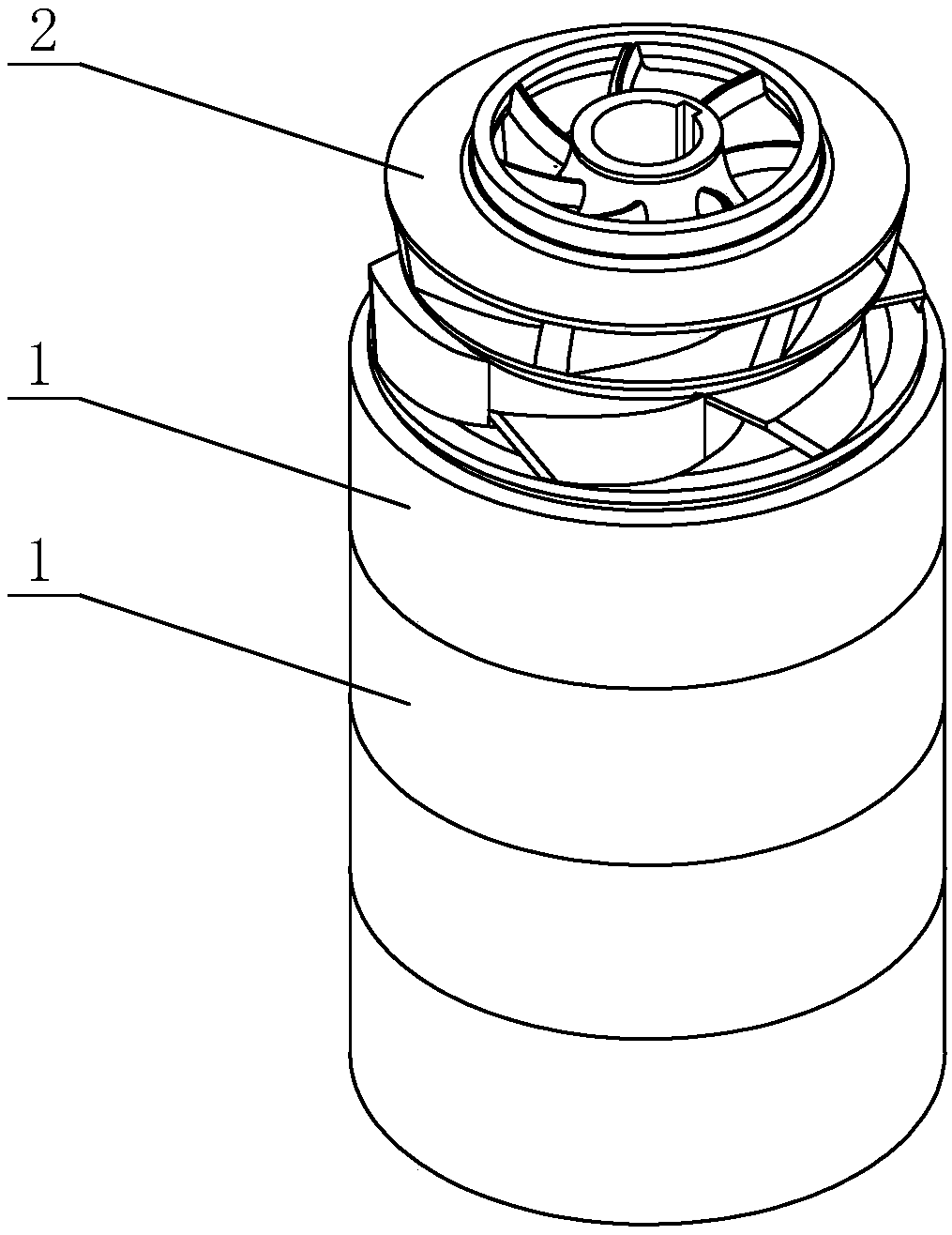 Multi-stage pump middle section double-impeller slope flow channel