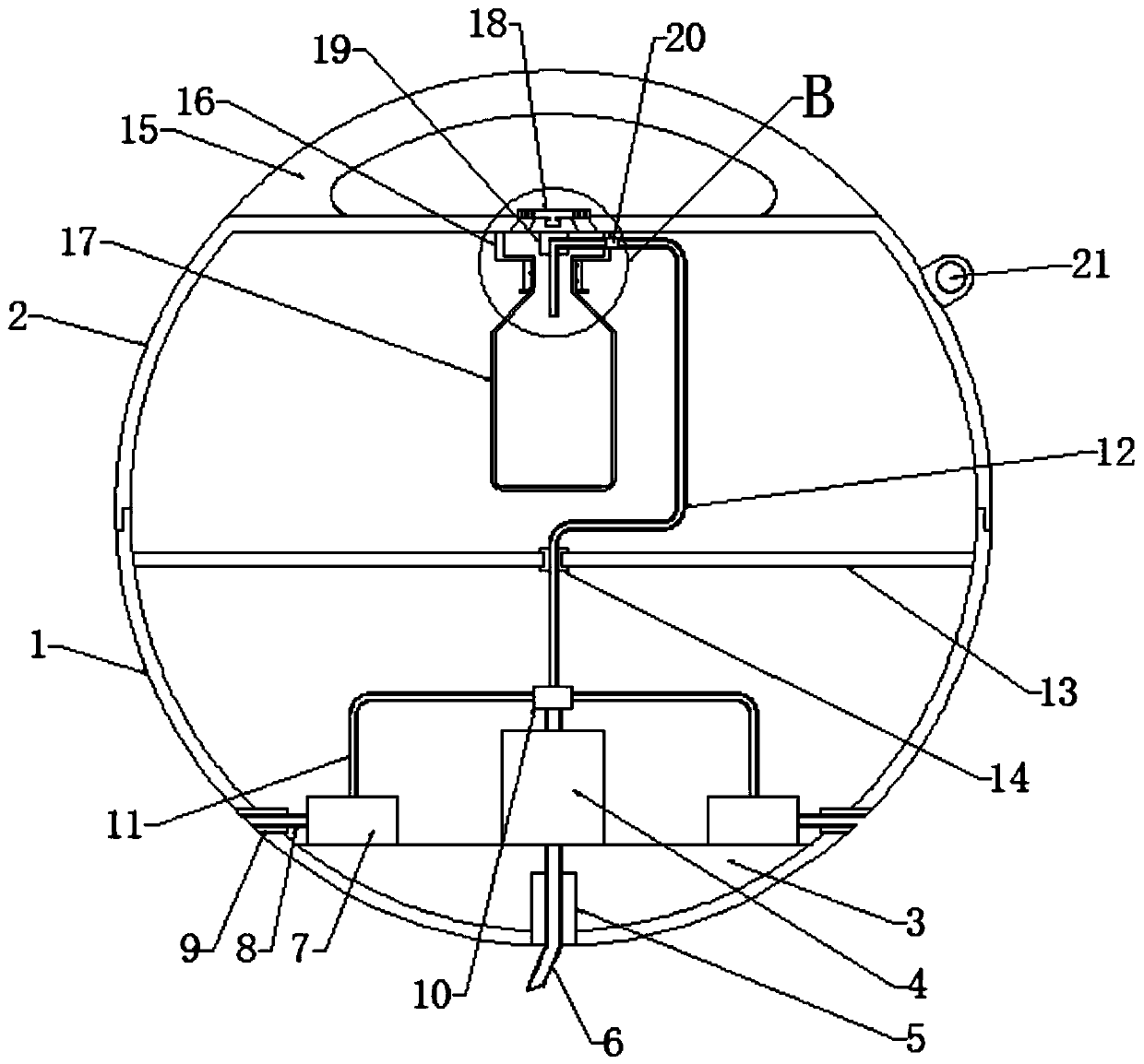 Sampling device for sampling and detecting of sewage treatment