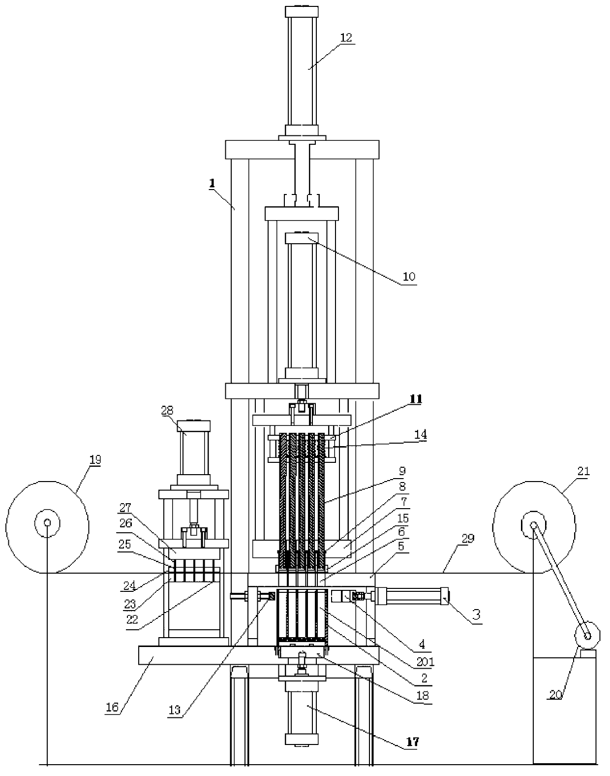 Automatic paper scrap-pressing device for combined fireworks