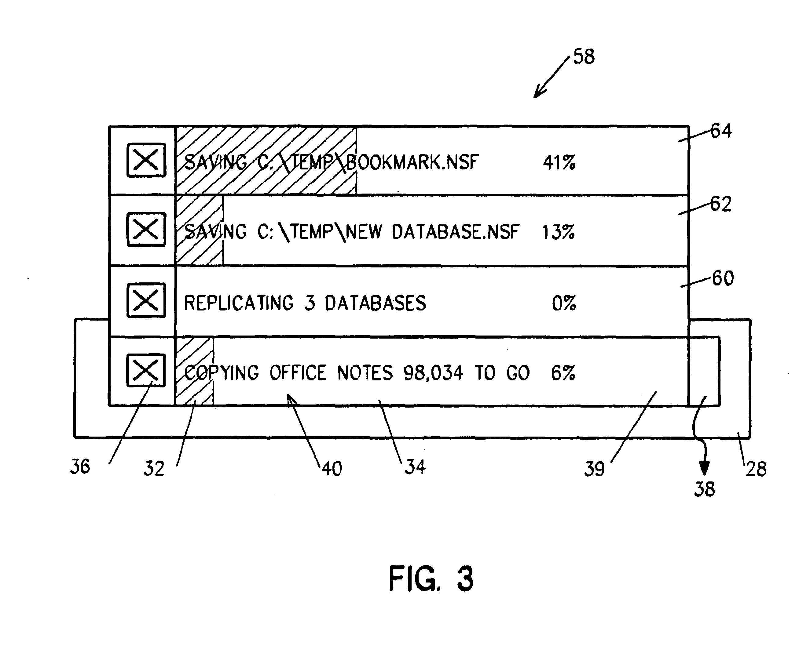 System and method for displaying status of background worker threads