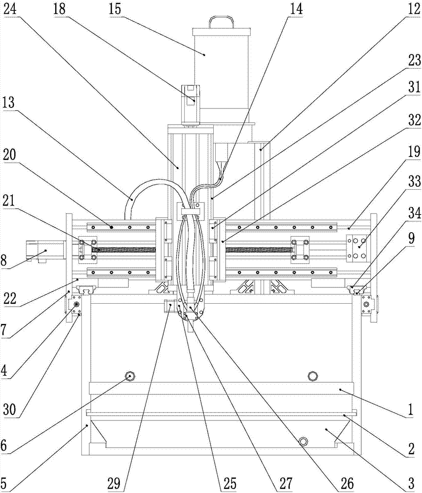 Five-axis numerical control abrasive water jet automatic polishing machine