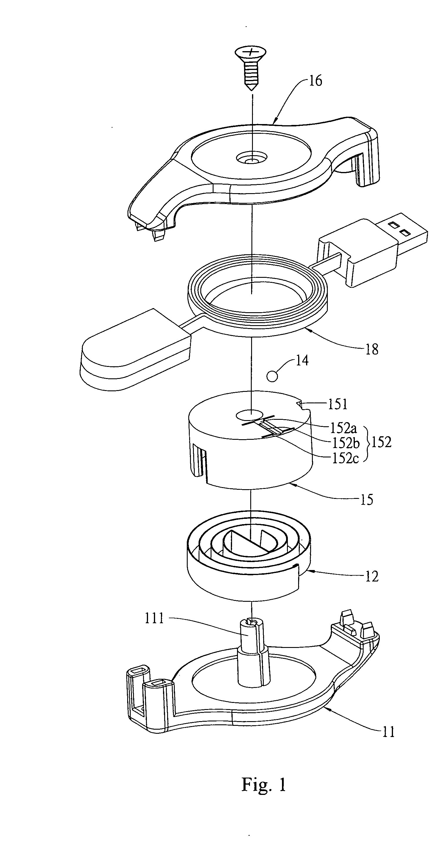 Automatically lockable cable rewinding structure