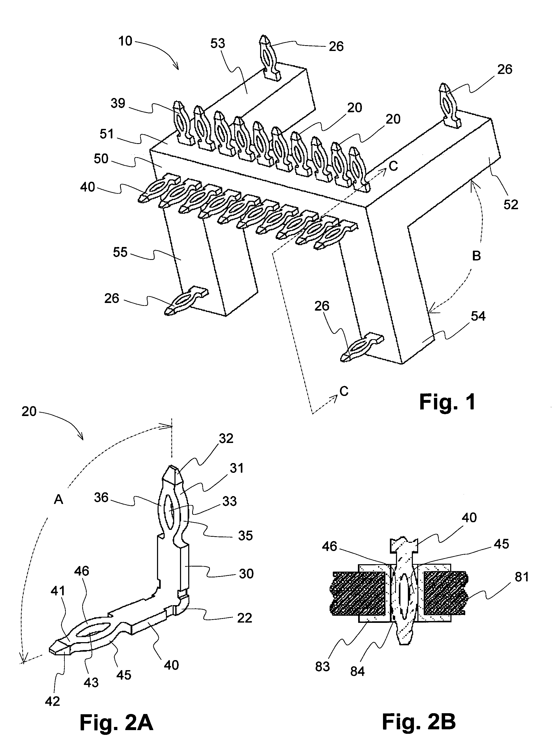 Angled compliant pin interconnector