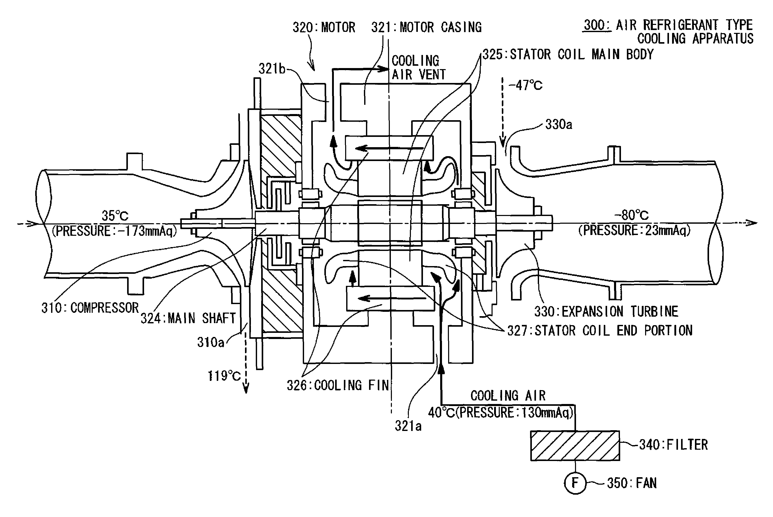 Air refrigerant type cooling apparatus and air refrigerant cooling/heating system using refrigerant type cooling apparatus