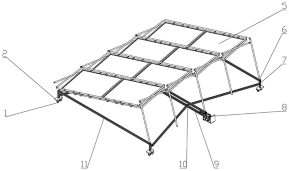 Folding and unfolding device for unfolding self-angle-forming double-layer lead screw guide type photovoltaic mechanism