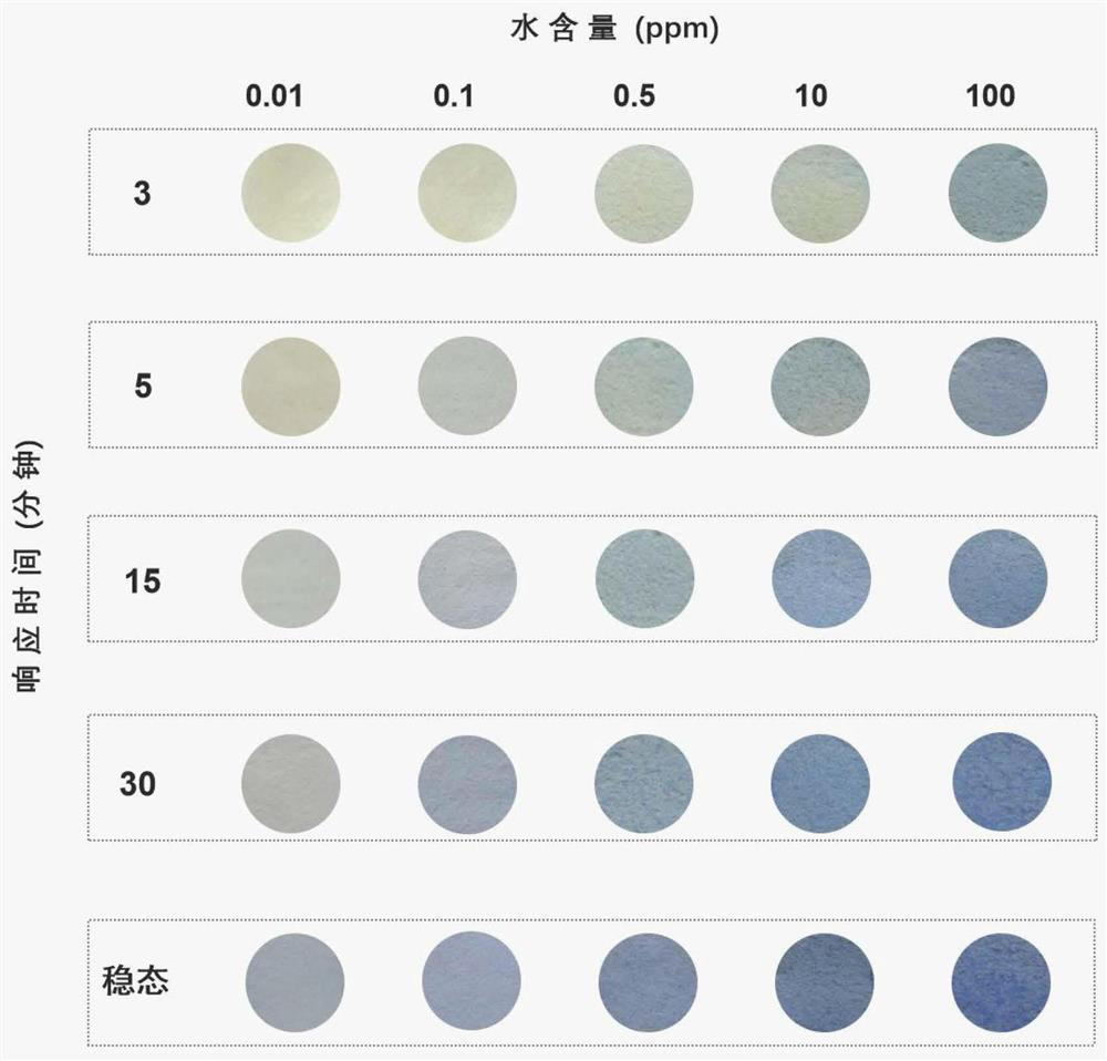 Ultralow-humidity visual detection material as well as preparation method and application thereof