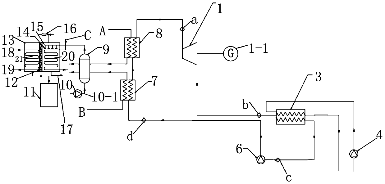 Power generation and sea water desalination device based on marine diesel engine waste heat