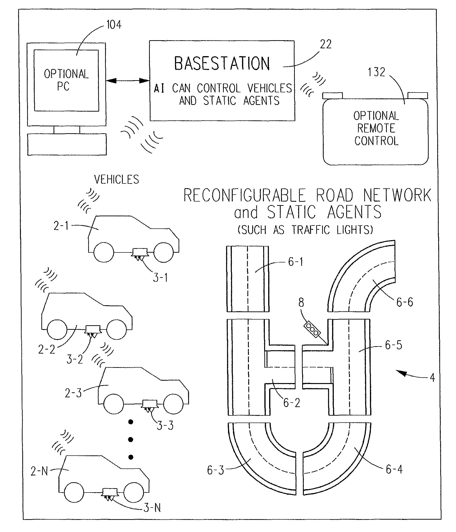 Distributed system of autonomously controlled toy vehicles