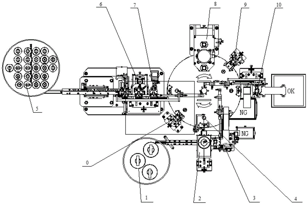 Lock cylinder cover cap riveting device and riveting method thereof