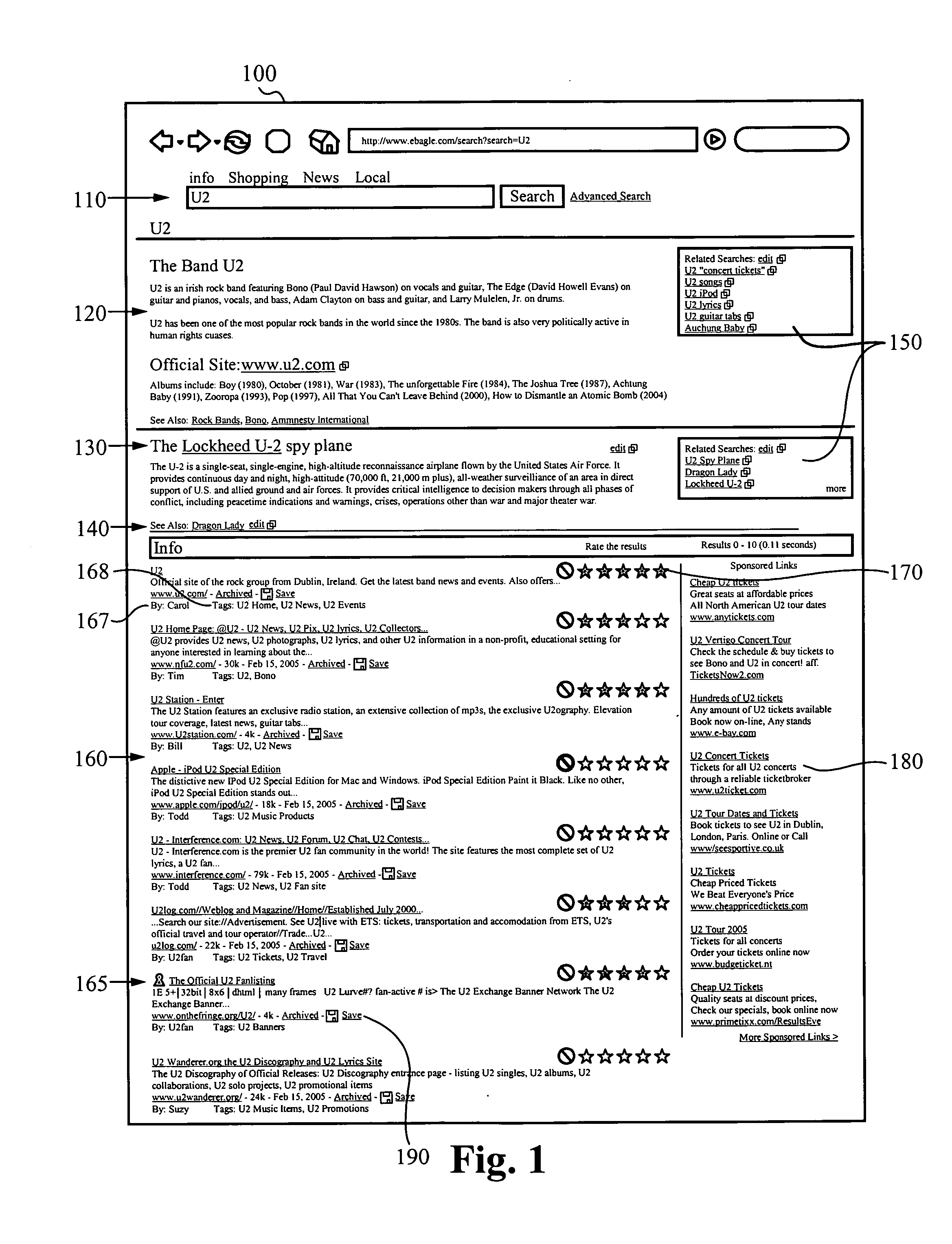 Methods of and systems for searching by incorporating user-entered information