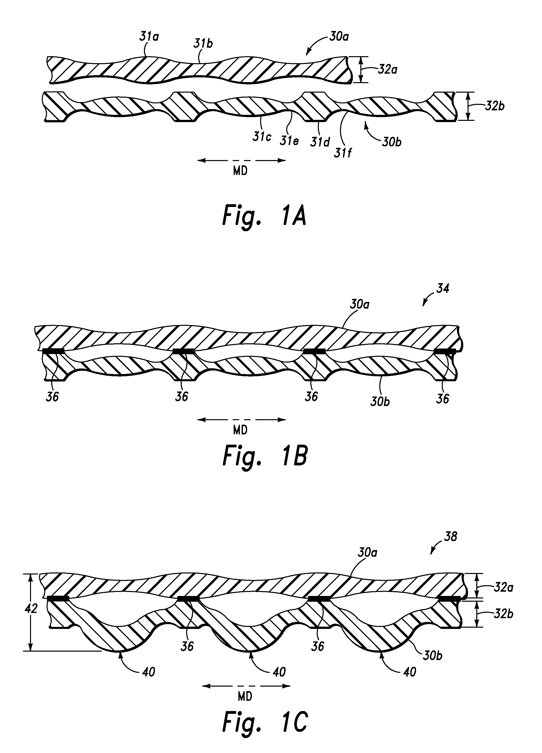 Multi-Ply Puckered Films Formed By Discontinuous Lamination of Films Having Different Rebound Ratios