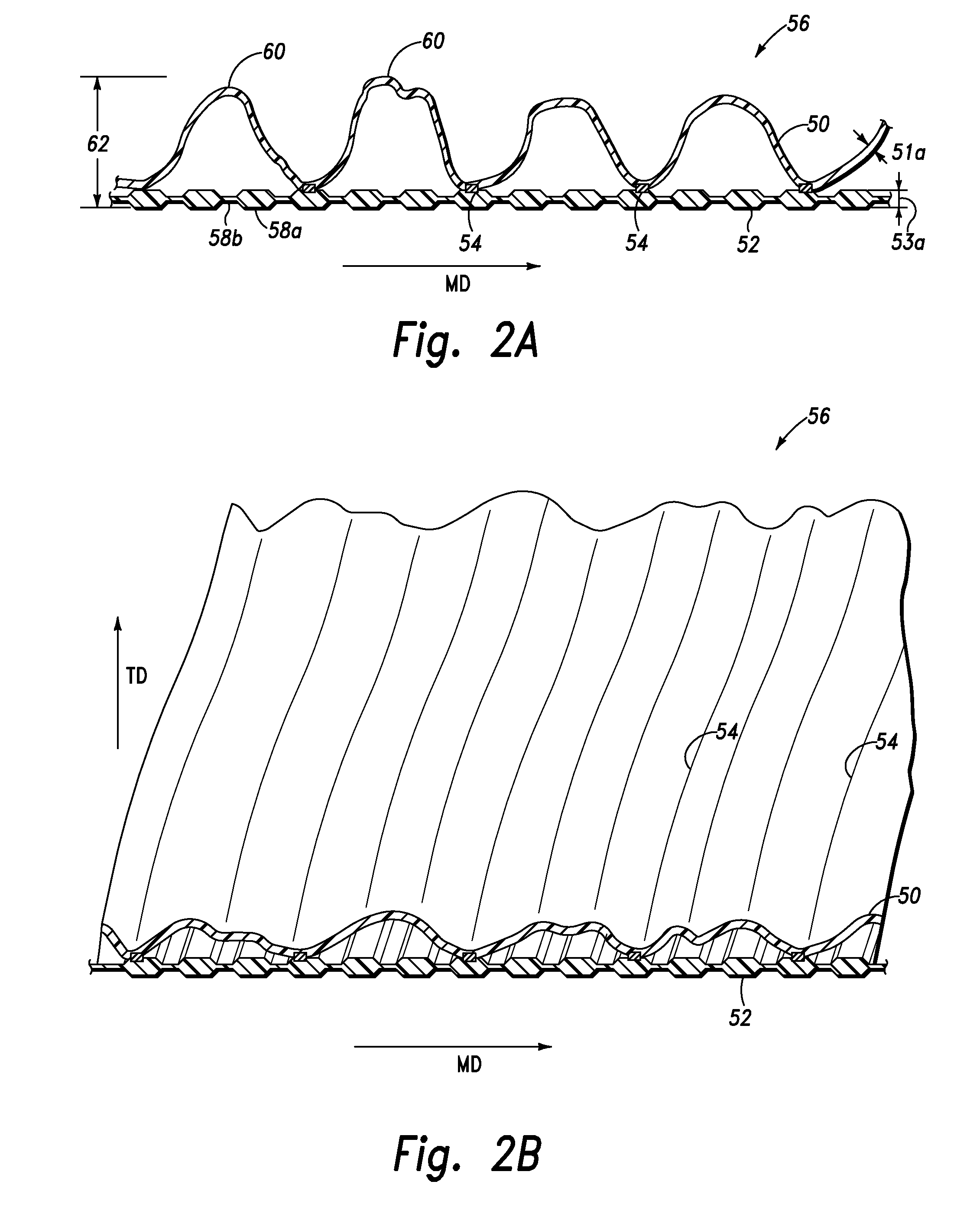 Multi-Ply Puckered Films Formed By Discontinuous Lamination of Films Having Different Rebound Ratios