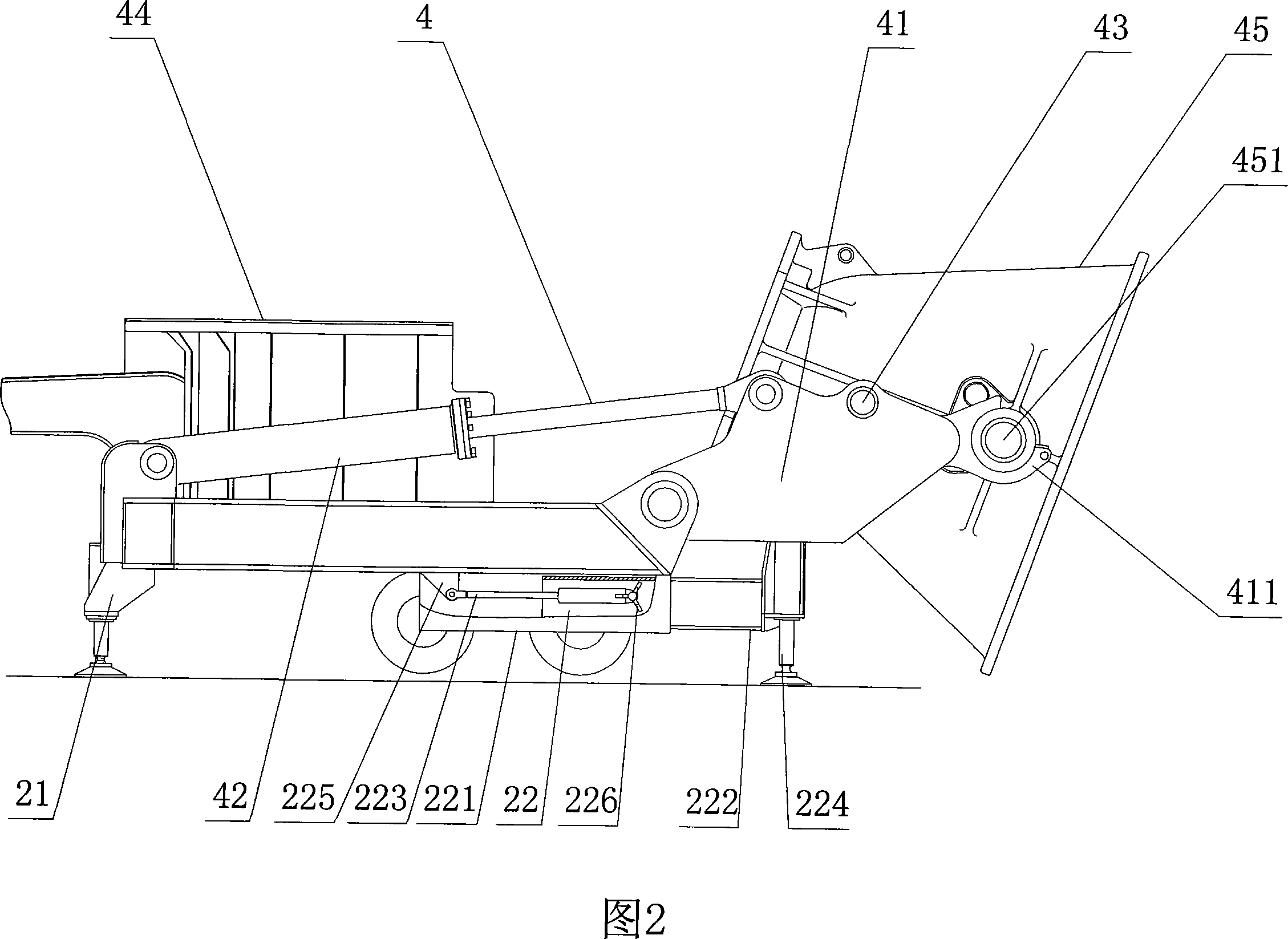 Hinged tailing type cylinder tailer with telescopic legs