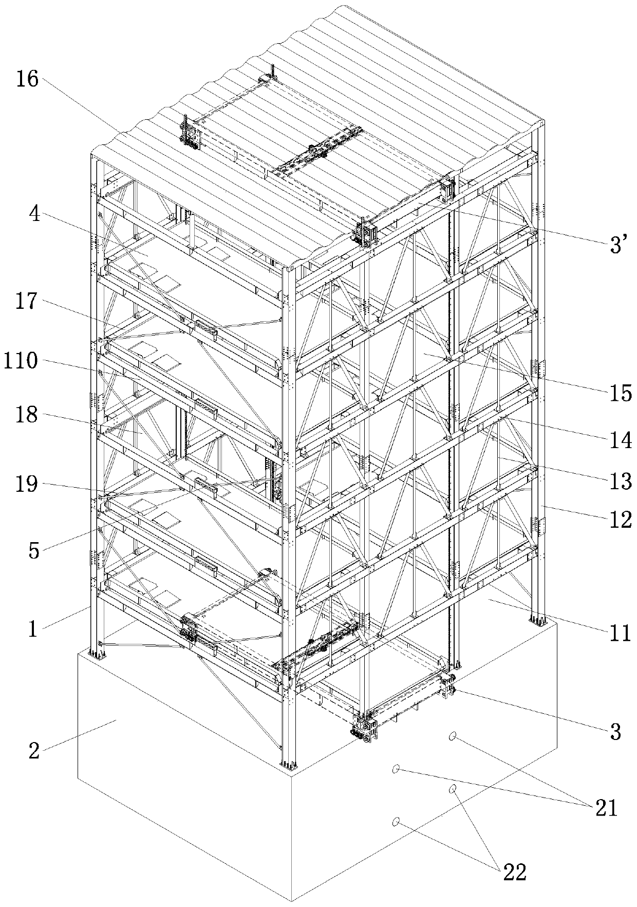 Three-dimensional parking garage with fire extinguishing function