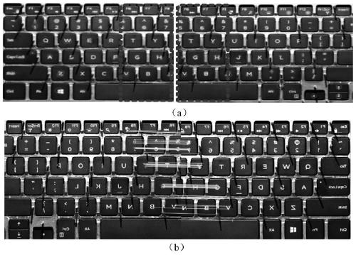 Method and device for fast measurement of keyboard keycap flatness based on structured light imaging