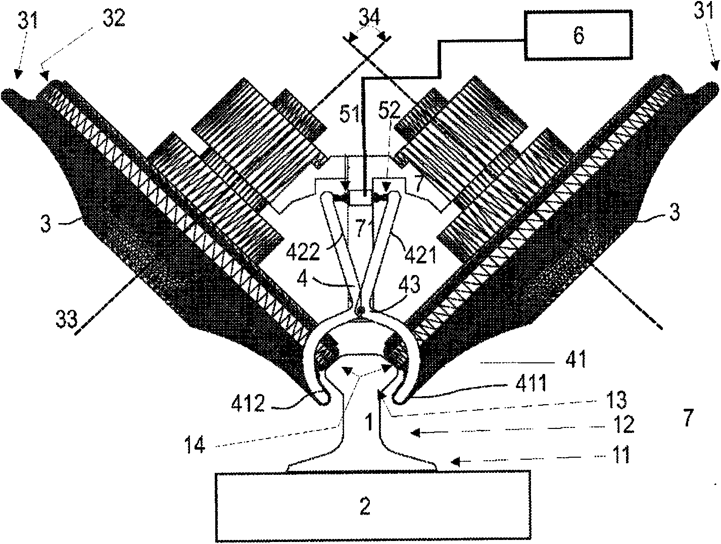 Method and device for detecting the derailment of a guided vehicle