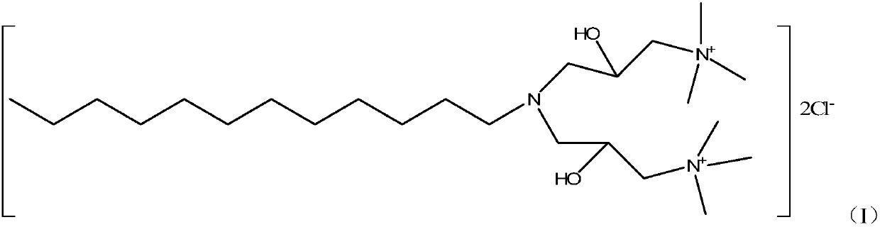 Bi-cationic epoxy bactericide and preparation method thereof