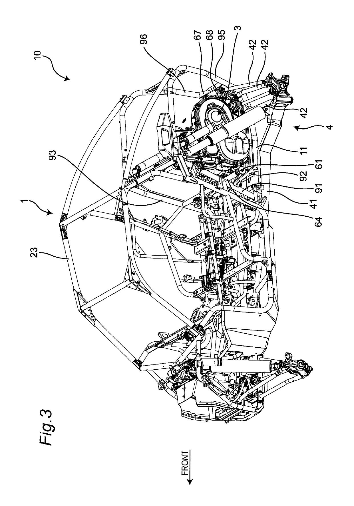 Mounting structure for power unit of utility vehicle