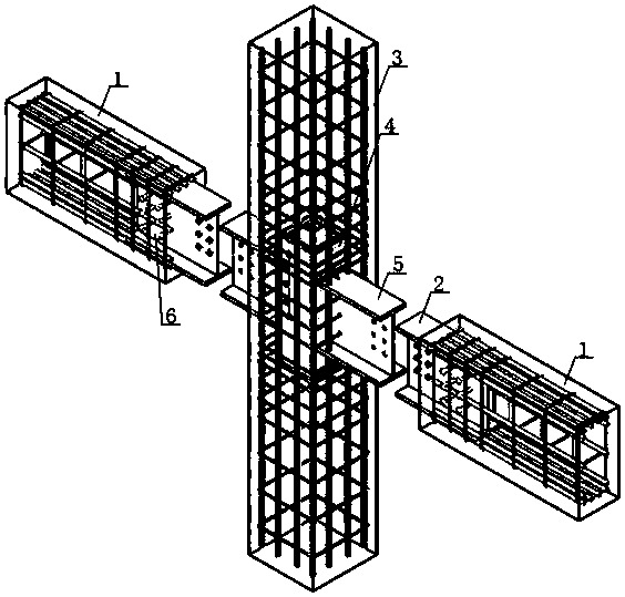 Novel fully-fabricated concrete profile steel frame joint and construction method thereof