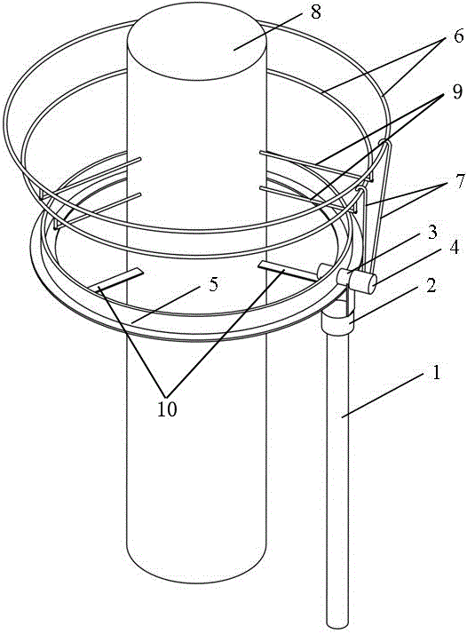 A stirring device for rare earth metal electrolytic furnace