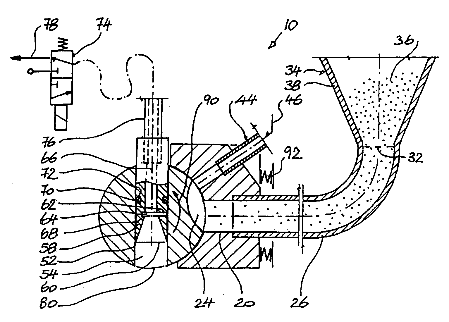 Method of dispensing pulverulent contents and apparatus for implementing this method