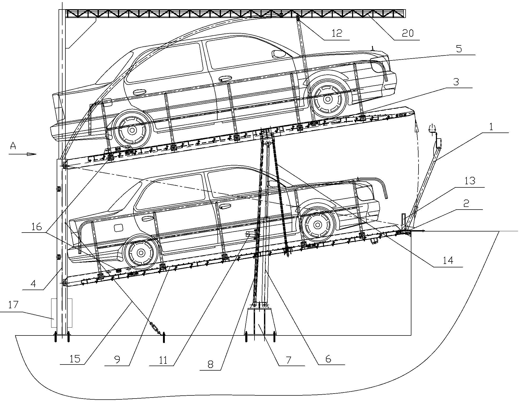 Half-pit type simple parking equipment