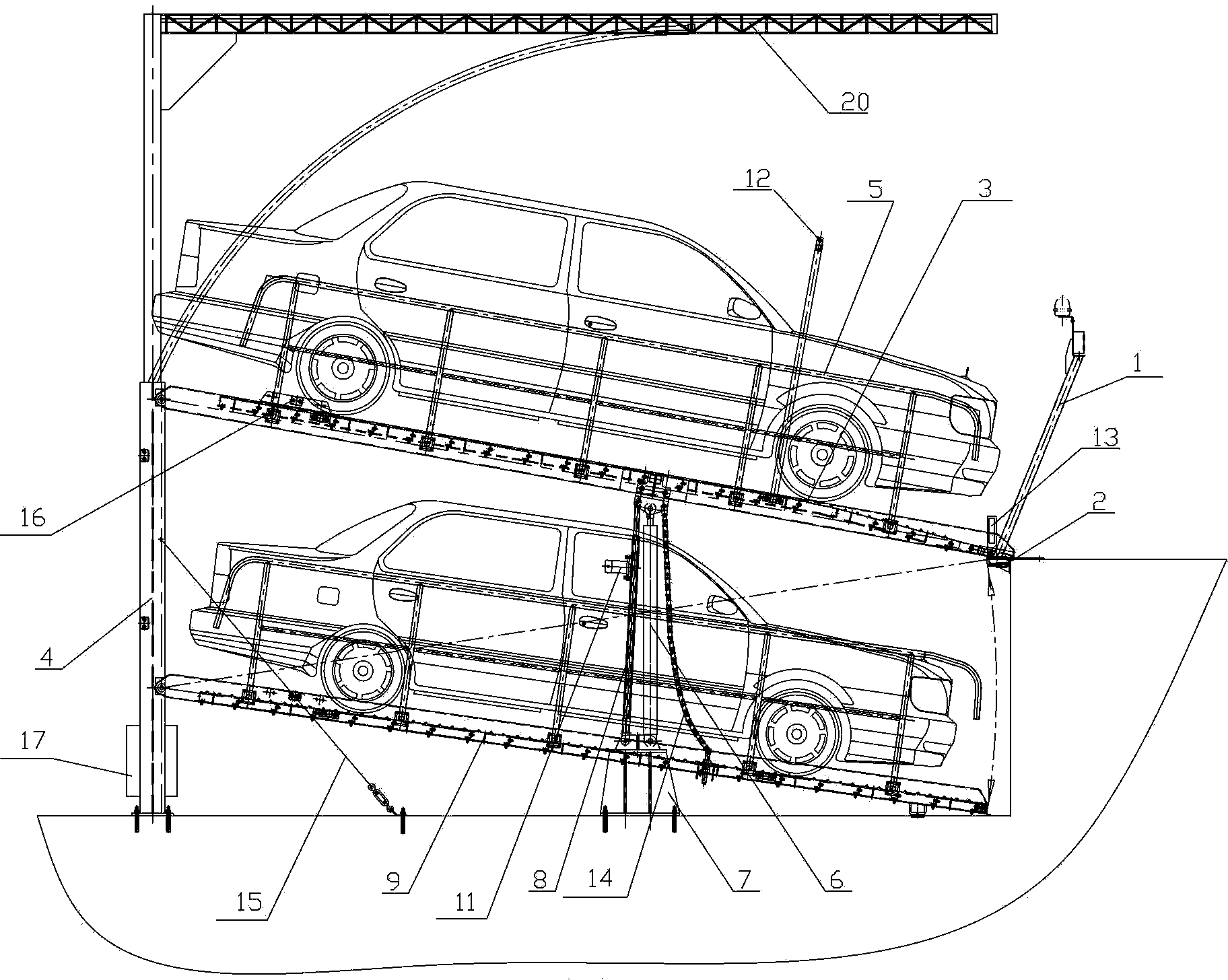 Half-pit type simple parking equipment