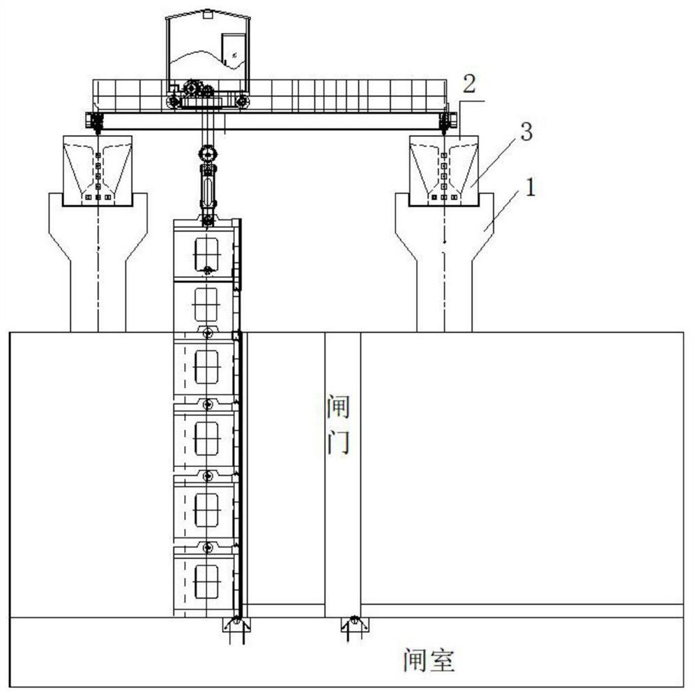 Concrete service bridge for opening and closing gate of large-span prestressed flood retaining gate and construction method