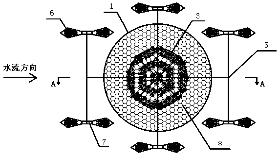 Ecological floating bed with self-aeration function suitable for heavily polluted riverway with relatively high flow speed