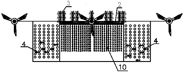 Ecological floating bed with self-aeration function suitable for heavily polluted riverway with relatively high flow speed