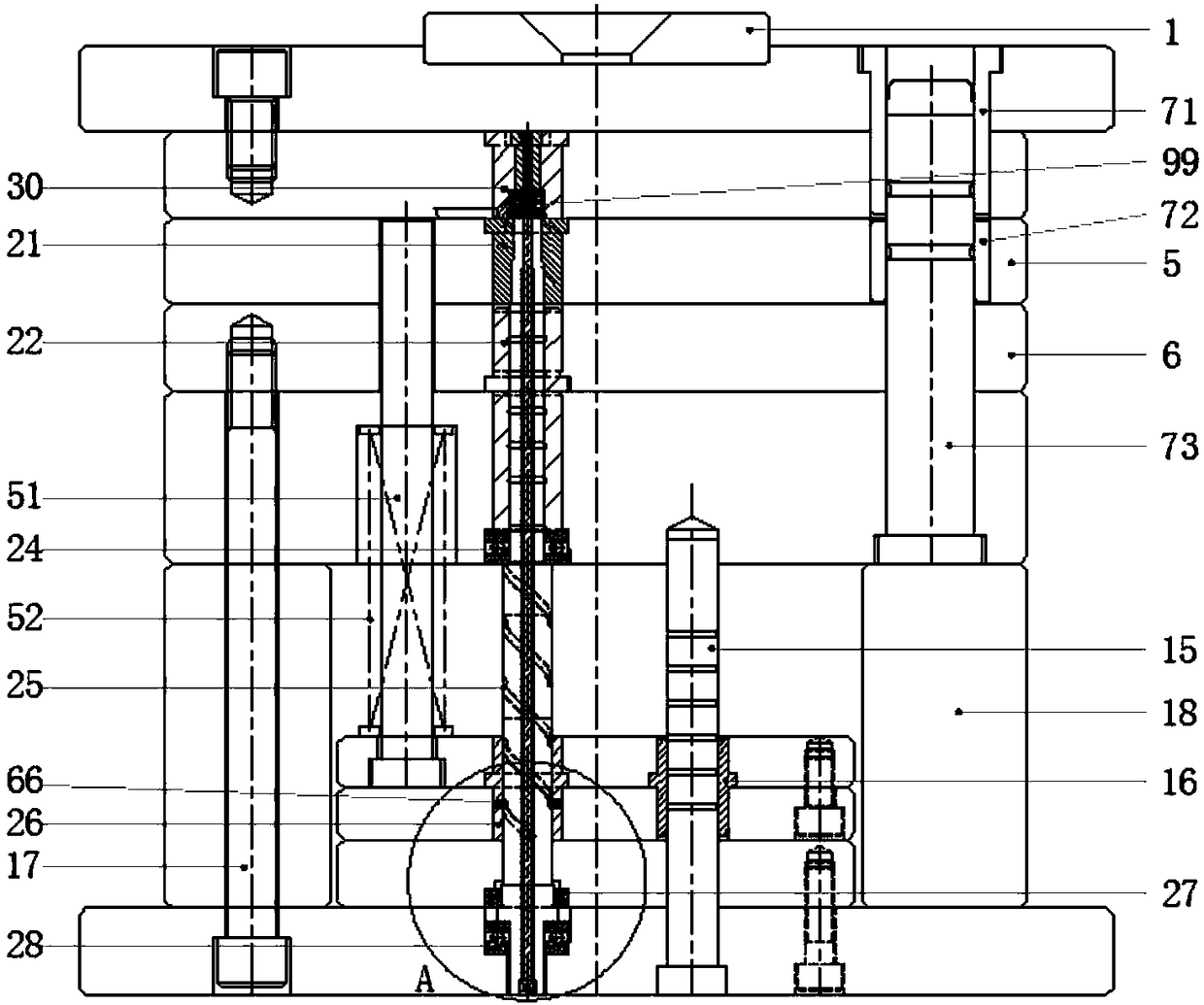 Screw-type push-out rotary demolding mechanism