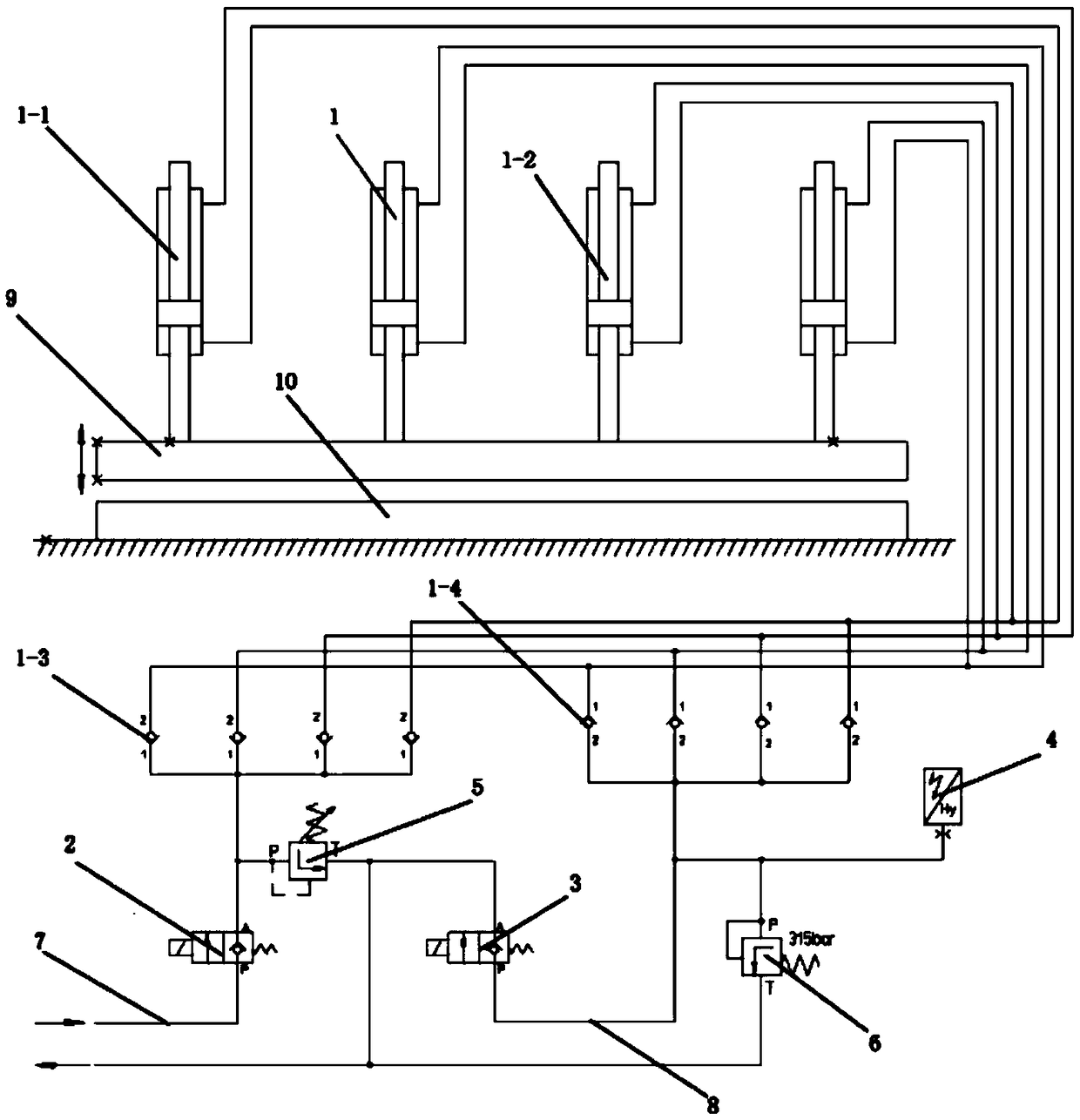 Pressing plate motion balance detection device and detection method thereof