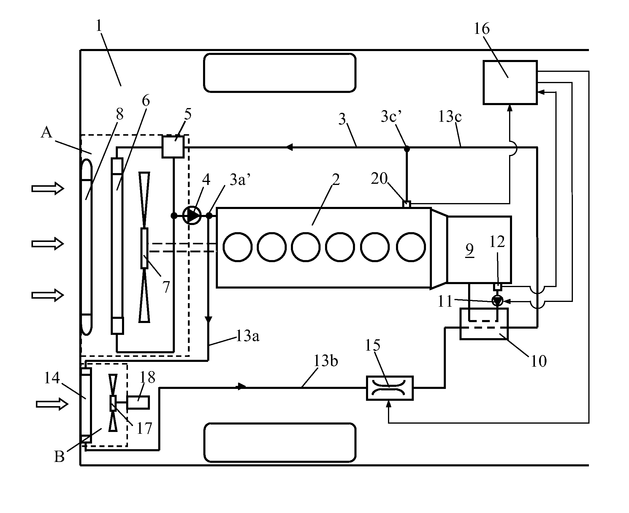 Arrangement for cooling of oil in a gearbox for a vehicle